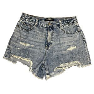 REWASH Women’s 31 High Rise Jean Shorts Distressed Stretch Denim